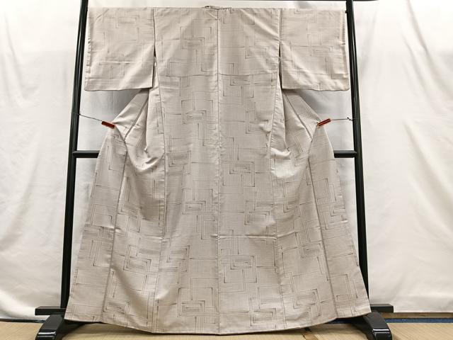 平和屋着物■本場大島紬 白大島 色紙重ね文 正絹 逸品 CABI9255ua