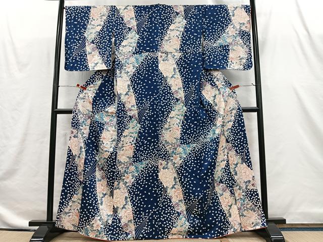 平和屋着物■上質な小紋 扇面草花文 金彩 正絹 逸品 CABI9256ua