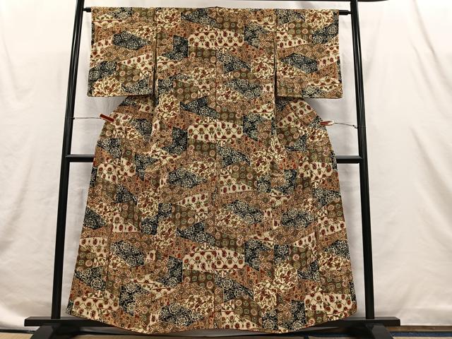 平和屋着物■上質な小紋 更紗花唐草文 正絹 逸品 CABI9261ua