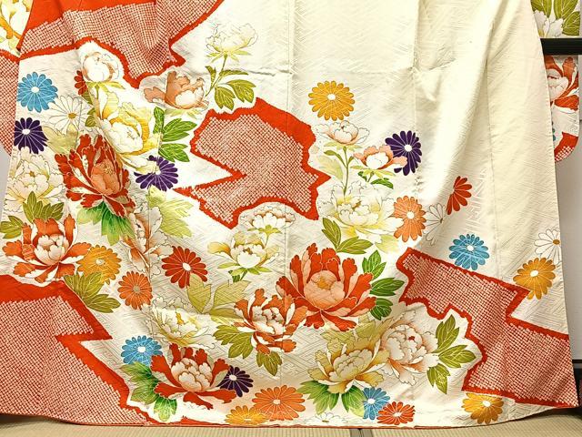 平和屋着物■豪華振袖 駒刺繍 絞り 草花文 金彩 正絹 逸品 CABI9263ua