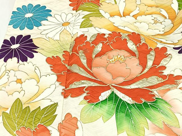 平和屋着物■豪華振袖 駒刺繍 絞り 草花文 金彩 正絹 逸品 CABI9263ua