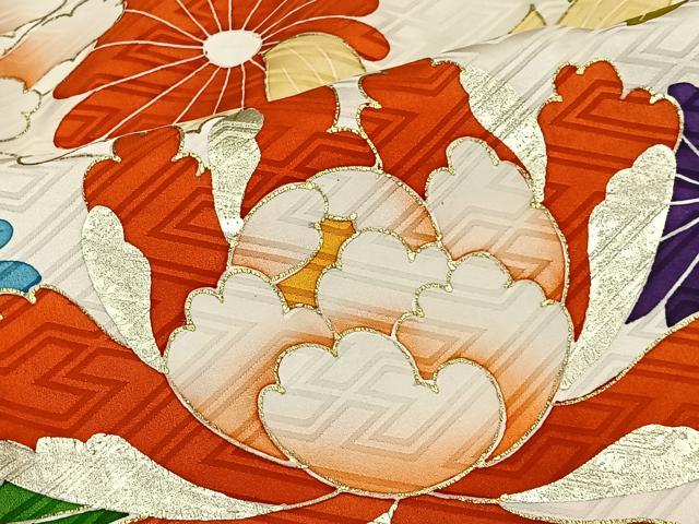 平和屋着物■豪華振袖 駒刺繍 絞り 草花文 金彩 正絹 逸品 CABI9263ua