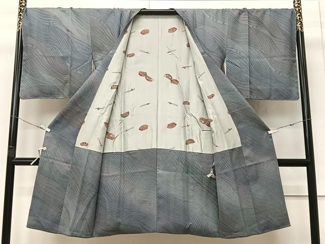 平和屋着物∞道行コート 流水文 暈し染め ロング丈 正絹 逸品 未使用 CABI9271ua