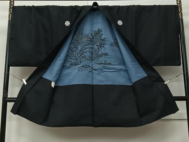 平和屋着物∞男性 長羽織 黒紋付 洗える着物 CABI9277ua