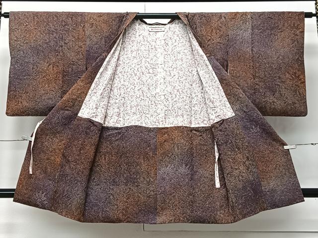 平和屋着物∞道行コート 笹葉地紋 暈し染め 三越扱い 正絹 逸品 CABI9278ua