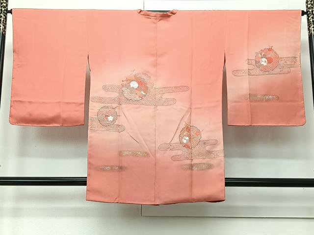 平和屋着物∞中国三大刺繍 スワトウ刺繍 道行コート 翠山刺繍 雪輪草花文 暈し染め 金銀彩 反端付き 正絹 逸品 未使用 CABI9281ua