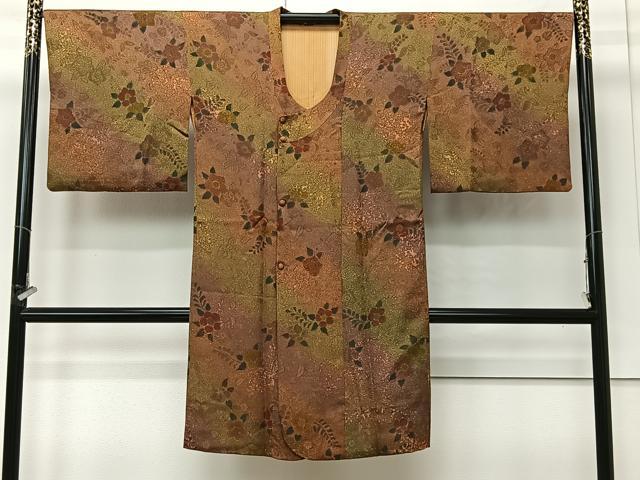 平和屋着物∞道行コート 地紋起こし 草花文 正絹 逸品 CABI9290ua