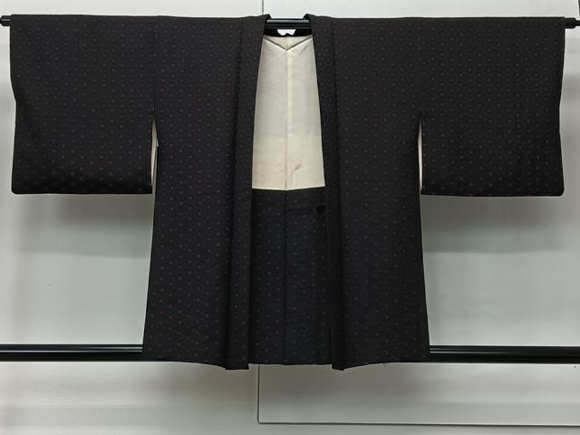 平和屋着物∞羽織 絞り 亀甲地紋 黒地 正絹 逸品 CABI9293ua