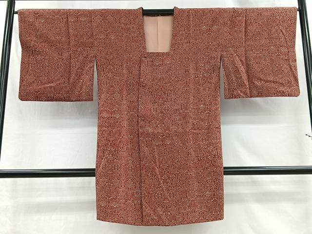 平和屋着物#道行コート 型染め 更紗花唐草文 ロング丈 正絹 逸品 CABI9296ua