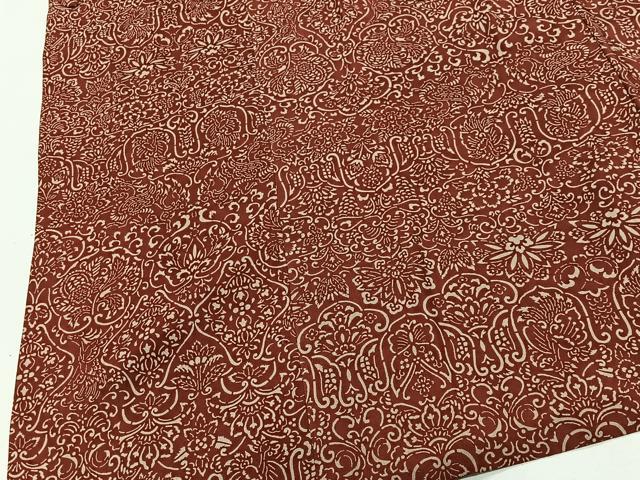 平和屋着物#道行コート 型染め 更紗花唐草文 ロング丈 正絹 逸品 CABI9296ua
