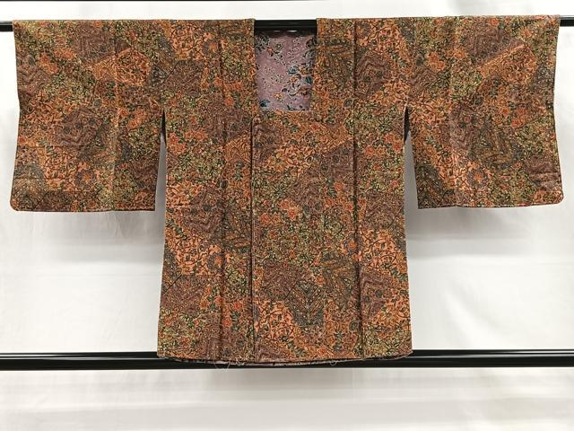 平和屋着物#道行コート リバーシブル 更紗花唐草文 正絹 逸品 未使用 CABI9305ua