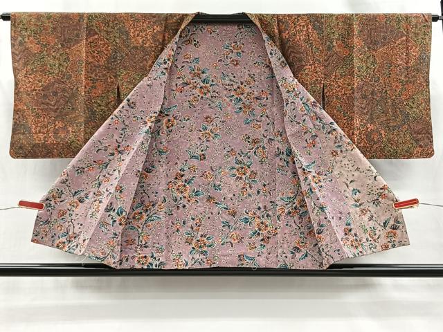 平和屋着物#道行コート リバーシブル 更紗花唐草文 正絹 逸品 未使用 CABI9305ua
