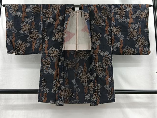 平和屋着物#羽織 紬地 銘仙 舞花文 正絹 逸品 未使用 CABI9309ua