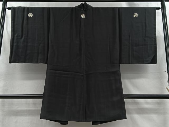 平和屋着物#男性 長羽織 黒紋付 正絹 逸品 CABI9318ua
