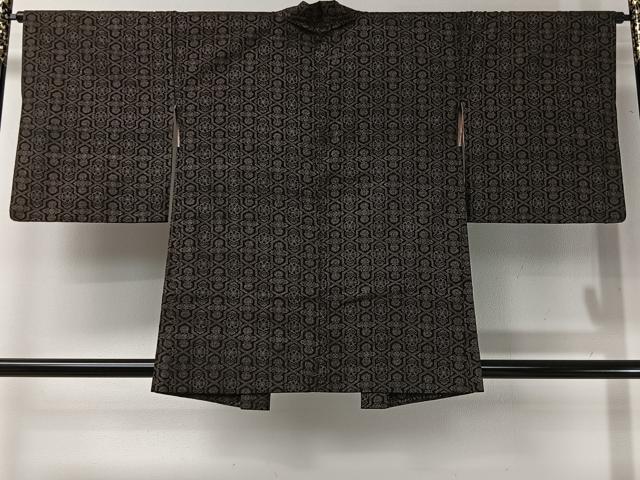 平和屋着物#羽織 更紗花文 黒地 正絹 逸品 CABI9337ua