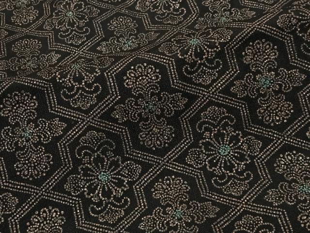 平和屋着物#羽織 更紗花文 黒地 正絹 逸品 CABI9337ua