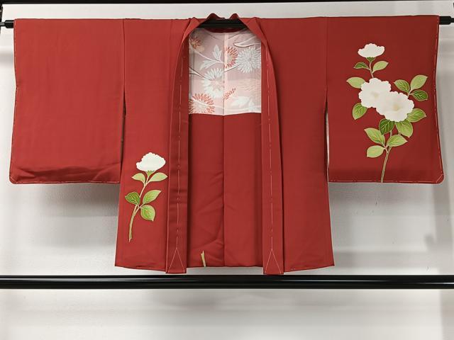 平和屋着物#中国三大刺繍 羽織 相良刺繍 椿 正絹 逸品 未使用 CABI9343ua