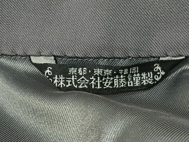平和屋着物#男性 和装コート 角袖 色無地 灰色 ロング丈 正絹 逸品 CABI9345ua