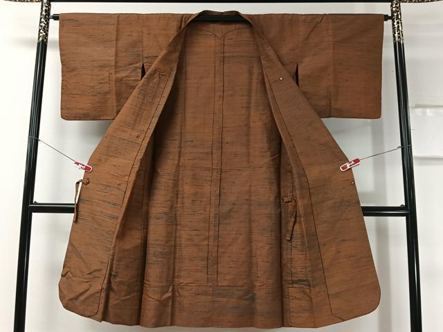平和屋着物#道行コート 単衣 紬地 霞文 ロング丈 正絹 逸品 CABI9356ua