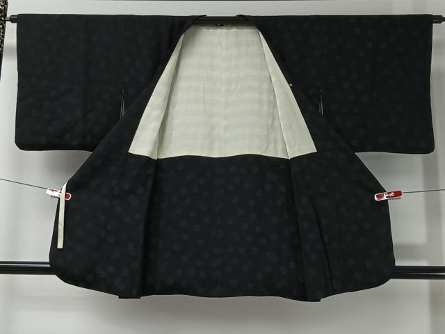 平和屋着物#道行コート 舞花文 黒地 正絹 逸品 CABI9360ua