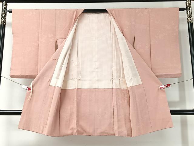 平和屋着物#道行コート 枝花地紋 一斤染色 ロング丈 正絹 逸品 CABI9362ua