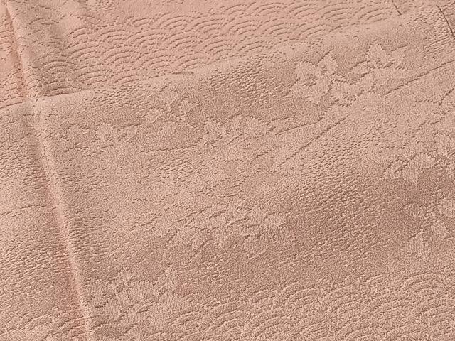 平和屋着物#道行コート 枝花地紋 一斤染色 ロング丈 正絹 逸品 CABI9362ua