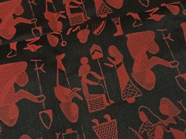 平和屋着物#道行コート 雨コート 壁画文様 黒地 ロング丈 正絹 逸品 CABI9374ua