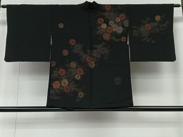 平和屋着物#羽織 寿光織 舞花文 黒地 金銀糸 正絹 逸品 CABI9375ua