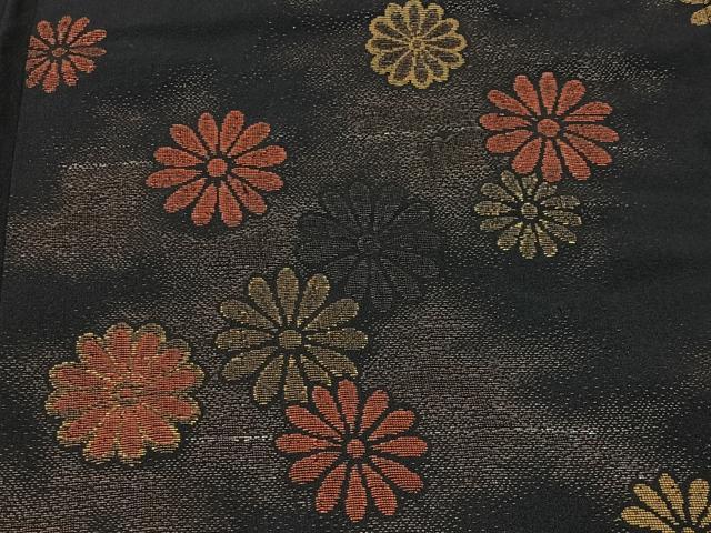 平和屋着物#羽織 寿光織 舞花文 黒地 金銀糸 正絹 逸品 CABI9375ua