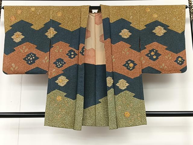 平和屋着物#羽織 松皮菱草花文 金彩 正絹 逸品 CABI9378ua