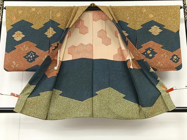 平和屋着物#羽織 松皮菱草花文 金彩 正絹 逸品 CABI9378ua