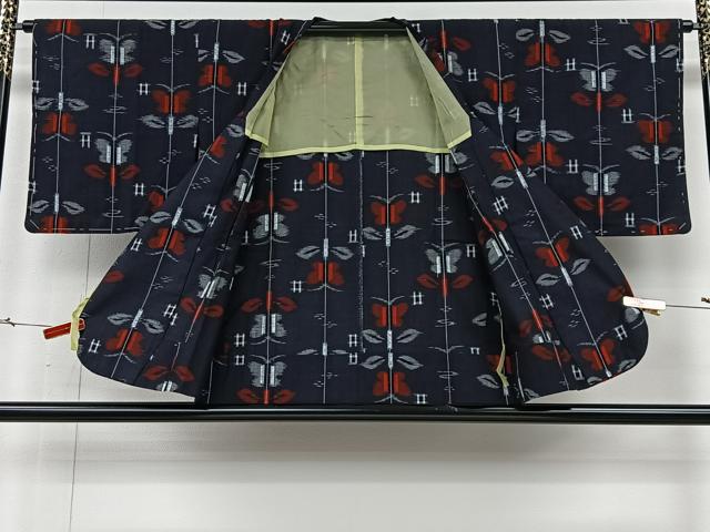 平和屋着物#久留米絣 道行コート 草花文 綿 逸品 CABI9380ua