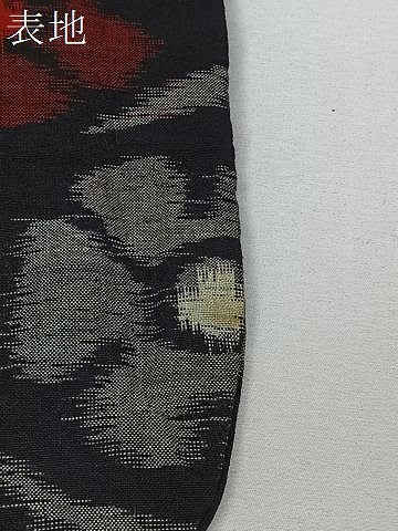 平和屋着物#久留米絣 草花文 黒地 綿 逸品 CABI9383ua