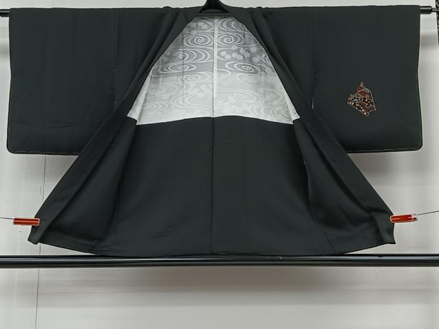 平和屋着物#羽織 刺繍 地紙花文 黒地 金彩 正絹 逸品 未使用 CABI9390ua