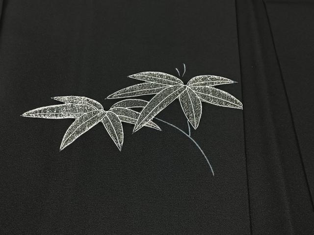 平和屋着物#羽織 刺繍 笹竹文 黒地 正絹 逸品 CABI9391ua