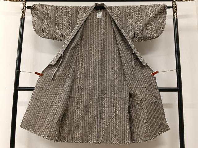 平和屋着物#道中着 単衣 縞 ロング丈 綿 逸品 CABI9414ua
