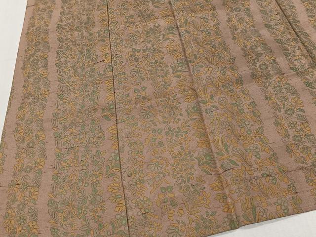 平和屋着物#道中着 紬地 草花間道 ロング丈 正絹 逸品 CABI9419ua