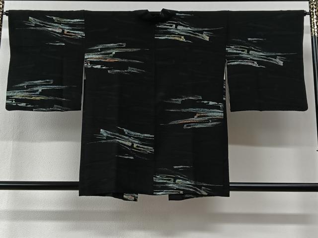 平和屋着物#羽織 寿光織 霞文 黒地 金銀糸 正絹 逸品 CABI9424ua