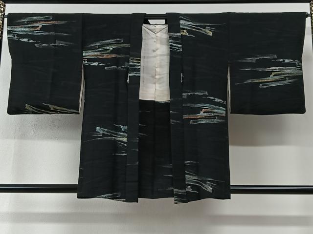 平和屋着物#羽織 寿光織 霞文 黒地 金銀糸 正絹 逸品 CABI9424ua