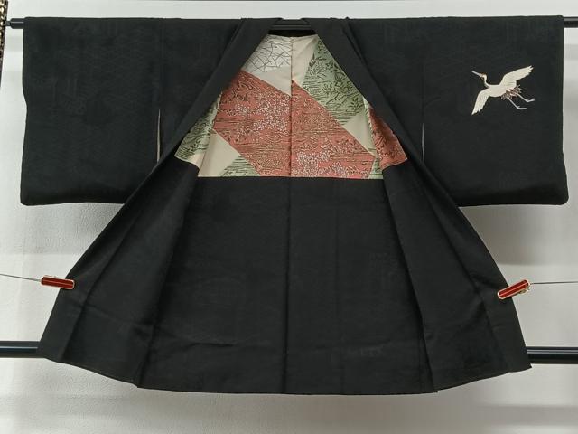 平和屋着物#羽織 舞鶴文 暈し染め 黒地 金彩 正絹 逸品 CABI9427ua