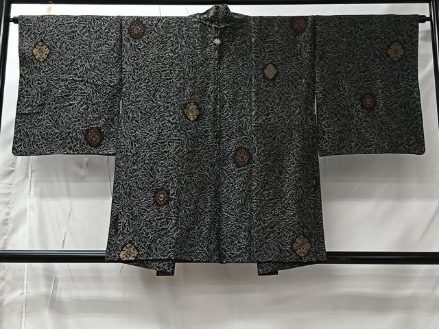 平和屋着物#羽織 寿光織 花菱文 黒地 金銀糸 正絹 逸品 CABI9454ua