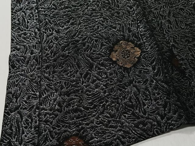 平和屋着物#羽織 寿光織 花菱文 黒地 金銀糸 正絹 逸品 CABI9454ua