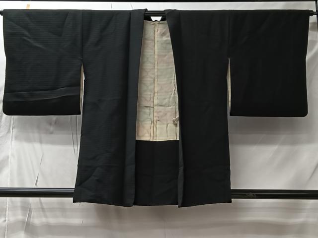 平和屋着物#羽織 寿光織 草花文 黒地 銀糸 正絹 逸品 CABI9456ua