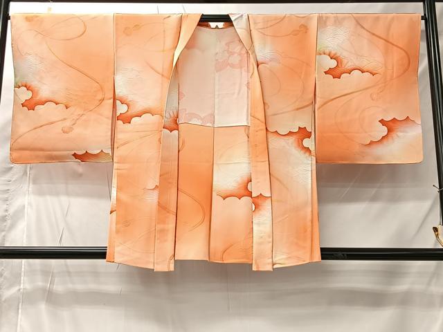 平和屋着物#羽織 地紋起こし 雲取り立波文 暈し染め 正絹 逸品 未使用 CABI9461ua