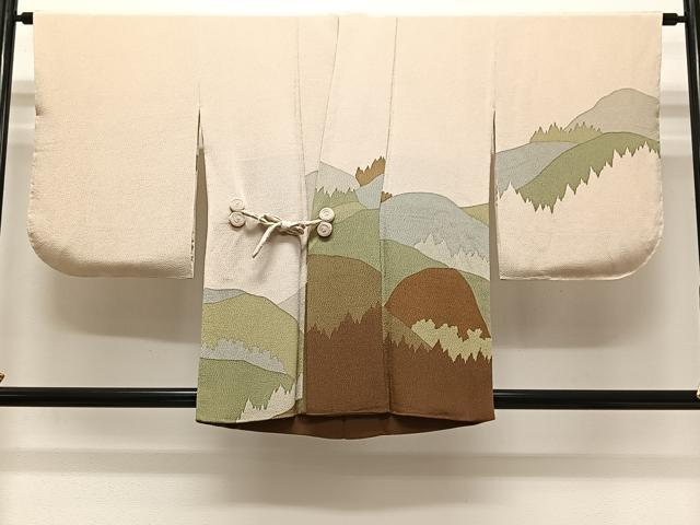 平和屋着物#道中着 遠山文 鬼しぼ縮緬 正絹 逸品 未使用 CABI9463ua