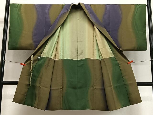 平和屋着物#道中着 立涌地紋 暈し染め ロング丈 反端付き 正絹 逸品 CABI9465ua