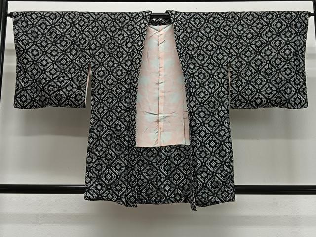 平和屋着物#羽織 総絞り 菱文 黒地 正絹 逸品 未使用 CABI9468ua