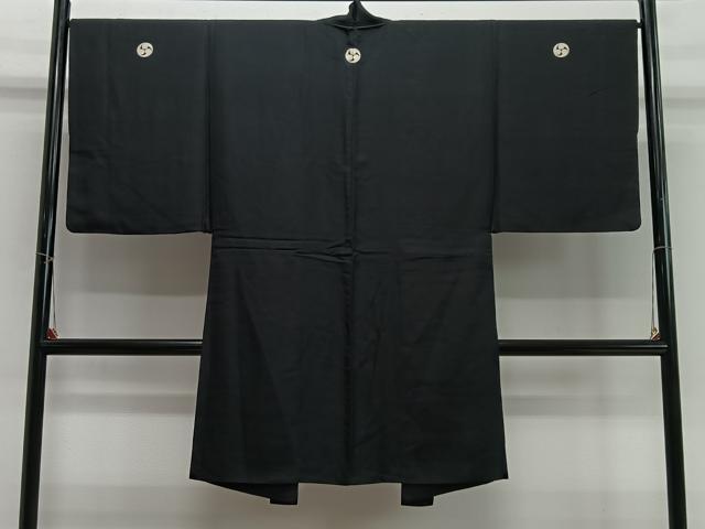 平和屋着物#男性 長羽織 黒紋付 正絹 逸品 CABI9474ua