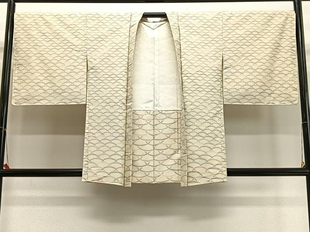 平和屋着物#羽織 本場大島紬 白大島 青海波 正絹 逸品 未使用 CABI9476ua