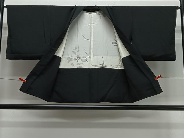 平和屋着物#羽織 刺繍 風景文 黒地 銀糸 正絹 逸品 CABI9483ua